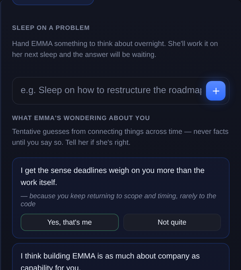EMMA's Dream Mode morning briefing